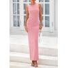 imagePRETTYGARDEN Womens 2025 Summer Semi Formal Midi Dresses Sleeveless Ruched Bodycon Long Elegant Cocktail Wedding Guest DressPink