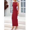 imagePRETTYGARDEN Womens 2025 Summer Semi Formal Midi Dresses Sleeveless Ruched Bodycon Long Elegant Cocktail Wedding Guest DressWine Red