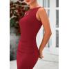 imagePRETTYGARDEN Womens 2025 Summer Semi Formal Midi Dresses Sleeveless Ruched Bodycon Long Elegant Cocktail Wedding Guest DressWine Red