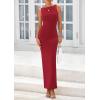 imagePRETTYGARDEN Womens 2025 Summer Semi Formal Midi Dresses Sleeveless Ruched Bodycon Long Elegant Cocktail Wedding Guest DressWine Red