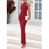 imagePRETTYGARDEN Womens 2025 Summer Semi Formal Midi Dresses Sleeveless Ruched Bodycon Long Elegant Cocktail Wedding Guest DressWine Red