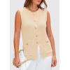 imagePRETTYGARDEN Womens 2025 Summer Sweater Vest Sleeveless Knit Cardigan Button Down Tank Tops Trendy Business Casual OutfitsApricot