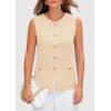 imagePRETTYGARDEN Womens 2025 Summer Sweater Vest Sleeveless Knit Cardigan Button Down Tank Tops Trendy Business Casual OutfitsApricot