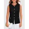 imagePRETTYGARDEN Womens 2025 Summer Sweater Vest Sleeveless Knit Cardigan Button Down Tank Tops Trendy Business Casual OutfitsBlack