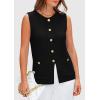 imagePRETTYGARDEN Womens 2025 Summer Sweater Vest Sleeveless Knit Cardigan Button Down Tank Tops Trendy Business Casual OutfitsBlack