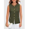 imagePRETTYGARDEN Womens 2025 Summer Sweater Vest Sleeveless Knit Cardigan Button Down Tank Tops Trendy Business Casual OutfitsGreen