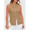 imagePRETTYGARDEN Womens 2025 Summer Sweater Vest Sleeveless Knit Cardigan Button Down Tank Tops Trendy Business Casual OutfitsKhaki