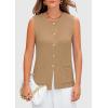 imagePRETTYGARDEN Womens 2025 Summer Sweater Vest Sleeveless Knit Cardigan Button Down Tank Tops Trendy Business Casual OutfitsKhaki