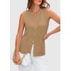 imagePRETTYGARDEN Womens 2025 Summer Sweater Vest Sleeveless Knit Cardigan Button Down Tank Tops Trendy Business Casual OutfitsKhaki