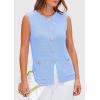 imagePRETTYGARDEN Womens 2025 Summer Sweater Vest Sleeveless Knit Cardigan Button Down Tank Tops Trendy Business Casual OutfitsLight Blue