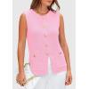 imagePRETTYGARDEN Womens 2025 Summer Sweater Vest Sleeveless Knit Cardigan Button Down Tank Tops Trendy Business Casual OutfitsLight Pink