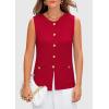 imagePRETTYGARDEN Womens 2025 Summer Sweater Vest Sleeveless Knit Cardigan Button Down Tank Tops Trendy Business Casual OutfitsRed