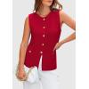 imagePRETTYGARDEN Womens 2025 Summer Sweater Vest Sleeveless Knit Cardigan Button Down Tank Tops Trendy Business Casual OutfitsRed