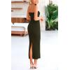 imagePRETTYGARDEN Womens Bodycon Long Dresses Summer Strapless Tube Twist Knot Front Ribbed Knit Maxi Cocktail Dress with SlitArmy Green