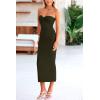 imagePRETTYGARDEN Womens Bodycon Long Dresses Summer Strapless Tube Twist Knot Front Ribbed Knit Maxi Cocktail Dress with SlitArmy Green