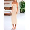 imagePRETTYGARDEN Womens Bodycon Long Dresses Summer Strapless Tube Twist Knot Front Ribbed Knit Maxi Cocktail Dress with SlitBeige