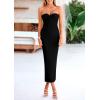 imagePRETTYGARDEN Womens Bodycon Long Dresses Summer Strapless Tube Twist Knot Front Ribbed Knit Maxi Cocktail Dress with SlitBlack