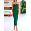 imagePRETTYGARDEN Womens Bodycon Long Dresses Summer Strapless Tube Twist Knot Front Ribbed Knit Maxi Cocktail Dress with SlitGreen