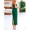 imagePRETTYGARDEN Womens Bodycon Long Dresses Summer Strapless Tube Twist Knot Front Ribbed Knit Maxi Cocktail Dress with SlitGreen