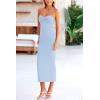 imagePRETTYGARDEN Womens Bodycon Long Dresses Summer Strapless Tube Twist Knot Front Ribbed Knit Maxi Cocktail Dress with SlitLight Blue