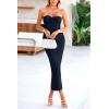 imagePRETTYGARDEN Womens Bodycon Long Dresses Summer Strapless Tube Twist Knot Front Ribbed Knit Maxi Cocktail Dress with SlitNavy