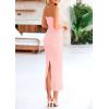 imagePRETTYGARDEN Womens Bodycon Long Dresses Summer Strapless Tube Twist Knot Front Ribbed Knit Maxi Cocktail Dress with SlitPink