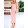 imagePRETTYGARDEN Womens Bodycon Long Dresses Summer Strapless Tube Twist Knot Front Ribbed Knit Maxi Cocktail Dress with SlitPink