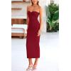 imagePRETTYGARDEN Womens Bodycon Long Dresses Summer Strapless Tube Twist Knot Front Ribbed Knit Maxi Cocktail Dress with SlitWine Red