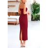 imagePRETTYGARDEN Womens Bodycon Long Dresses Summer Strapless Tube Twist Knot Front Ribbed Knit Maxi Cocktail Dress with SlitWine Red