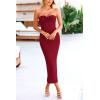imagePRETTYGARDEN Womens Bodycon Long Dresses Summer Strapless Tube Twist Knot Front Ribbed Knit Maxi Cocktail Dress with SlitWine Red