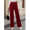 imagePRETTYGARDEN Womens Dressy Casual Dress Pants 2025 Fall Straight Leg High Elastic Waisted Stretch Trouser SlacksWine Red