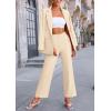 imagePRETTYGARDEN Womens Fall Spring 2 Piece Blazer Outfits Business Casual Oversized Jacket Wide Leg Work Pants Dressy Suit SetBeige