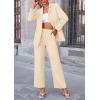 imagePRETTYGARDEN Womens Fall Spring 2 Piece Blazer Outfits Business Casual Oversized Jacket Wide Leg Work Pants Dressy Suit SetBeige