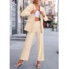 imagePRETTYGARDEN Womens Fall Spring 2 Piece Blazer Outfits Business Casual Oversized Jacket Wide Leg Work Pants Dressy Suit SetBeige
