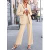 imagePRETTYGARDEN Womens Fall Spring 2 Piece Blazer Outfits Business Casual Oversized Jacket Wide Leg Work Pants Dressy Suit SetBeige