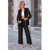 imagePRETTYGARDEN Womens Fall Spring 2 Piece Blazer Outfits Business Casual Oversized Jacket Wide Leg Work Pants Dressy Suit SetBlack