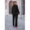 imagePRETTYGARDEN Womens Fall Spring 2 Piece Blazer Outfits Business Casual Oversized Jacket Wide Leg Work Pants Dressy Suit SetBlack