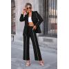 imagePRETTYGARDEN Womens Fall Spring 2 Piece Blazer Outfits Business Casual Oversized Jacket Wide Leg Work Pants Dressy Suit SetBlack