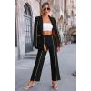 imagePRETTYGARDEN Womens Fall Spring 2 Piece Blazer Outfits Business Casual Oversized Jacket Wide Leg Work Pants Dressy Suit SetBlack