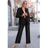 imagePRETTYGARDEN Womens Fall Spring 2 Piece Blazer Outfits Business Casual Oversized Jacket Wide Leg Work Pants Dressy Suit SetBlack