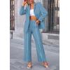 imagePRETTYGARDEN Womens Fall Spring 2 Piece Blazer Outfits Business Casual Oversized Jacket Wide Leg Work Pants Dressy Suit SetBlue
