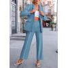 imagePRETTYGARDEN Womens Fall Spring 2 Piece Blazer Outfits Business Casual Oversized Jacket Wide Leg Work Pants Dressy Suit SetBlue