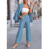 imagePRETTYGARDEN Womens Fall Spring 2 Piece Blazer Outfits Business Casual Oversized Jacket Wide Leg Work Pants Dressy Suit SetBlue