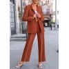 imagePRETTYGARDEN Womens Fall Spring 2 Piece Blazer Outfits Business Casual Oversized Jacket Wide Leg Work Pants Dressy Suit SetBrick Red