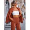 imagePRETTYGARDEN Womens Fall Spring 2 Piece Blazer Outfits Business Casual Oversized Jacket Wide Leg Work Pants Dressy Suit SetBrick Red