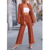 imagePRETTYGARDEN Womens Fall Spring 2 Piece Blazer Outfits Business Casual Oversized Jacket Wide Leg Work Pants Dressy Suit SetBrick Red