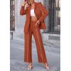 imagePRETTYGARDEN Womens Fall Spring 2 Piece Blazer Outfits Business Casual Oversized Jacket Wide Leg Work Pants Dressy Suit SetBrick Red