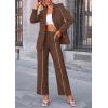 imagePRETTYGARDEN Womens Fall Spring 2 Piece Blazer Outfits Business Casual Oversized Jacket Wide Leg Work Pants Dressy Suit SetCoffee