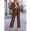 imagePRETTYGARDEN Womens Fall Spring 2 Piece Blazer Outfits Business Casual Oversized Jacket Wide Leg Work Pants Dressy Suit SetCoffee