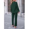 imagePRETTYGARDEN Womens Fall Spring 2 Piece Blazer Outfits Business Casual Oversized Jacket Wide Leg Work Pants Dressy Suit SetDark Green